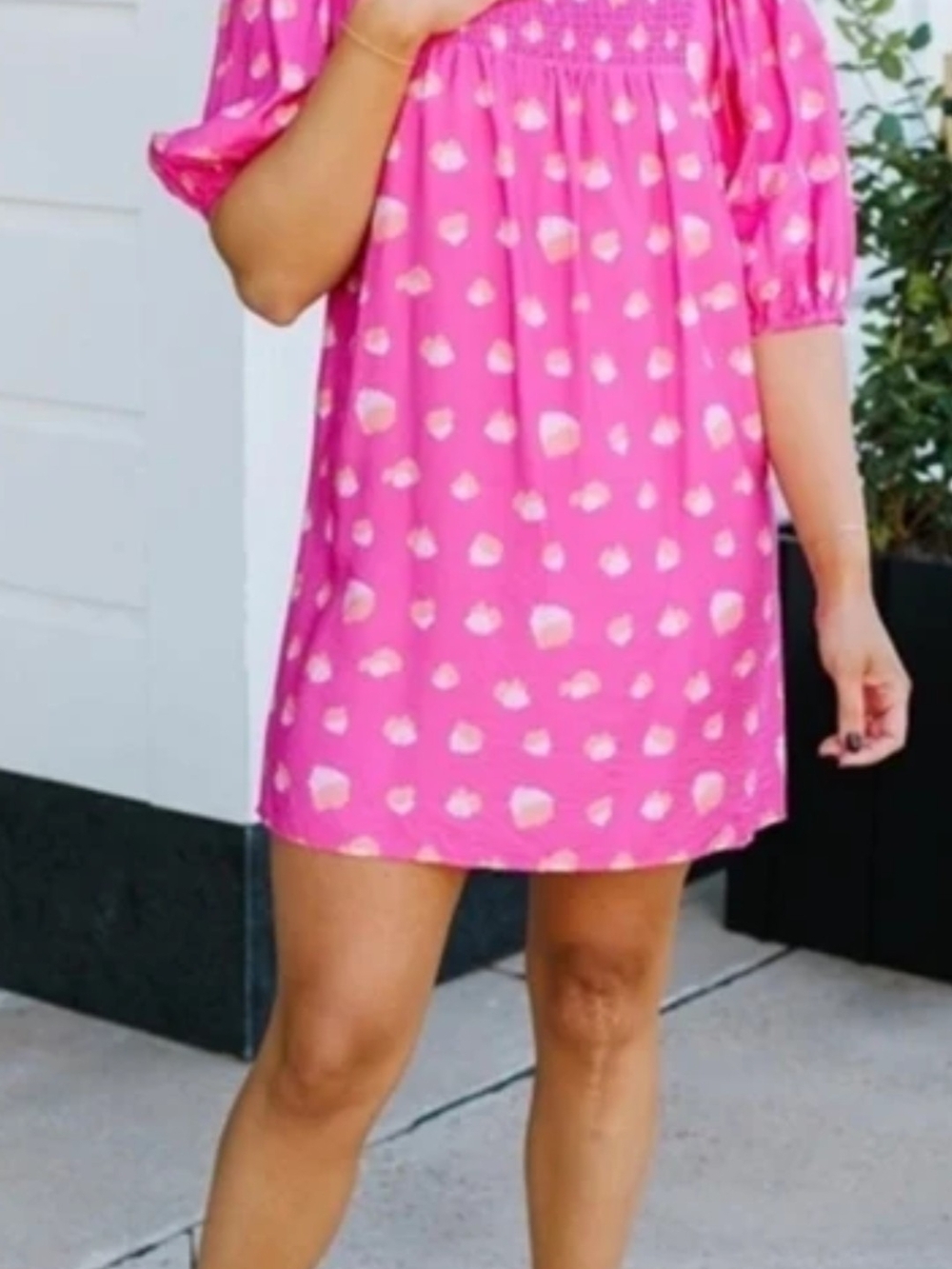 Girls' Pink Smocked Yoke Casual Dress
